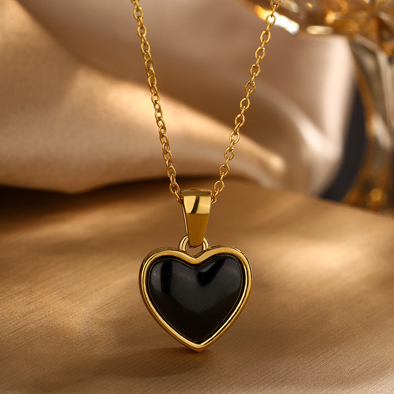 Collana con Ciondolo Minimalista a Cuore in Acciaio Inox Placcato per Donne