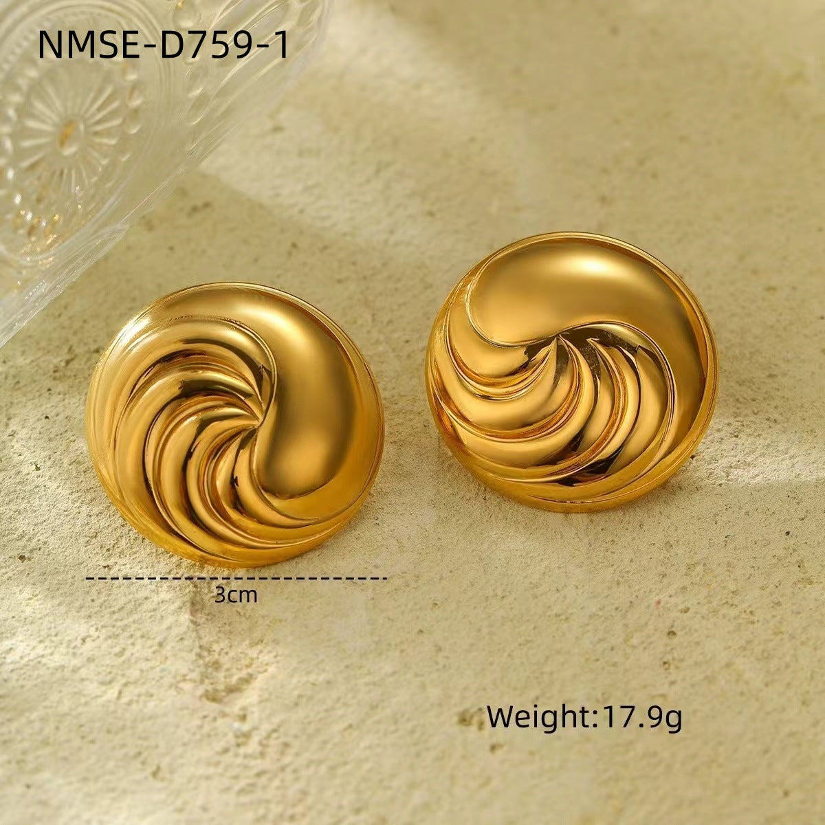 Orecchini geometrici in acciaio inossidabile alla moda con placcatura in oro 18 carati Design lussuoso anallergico leggero da donna