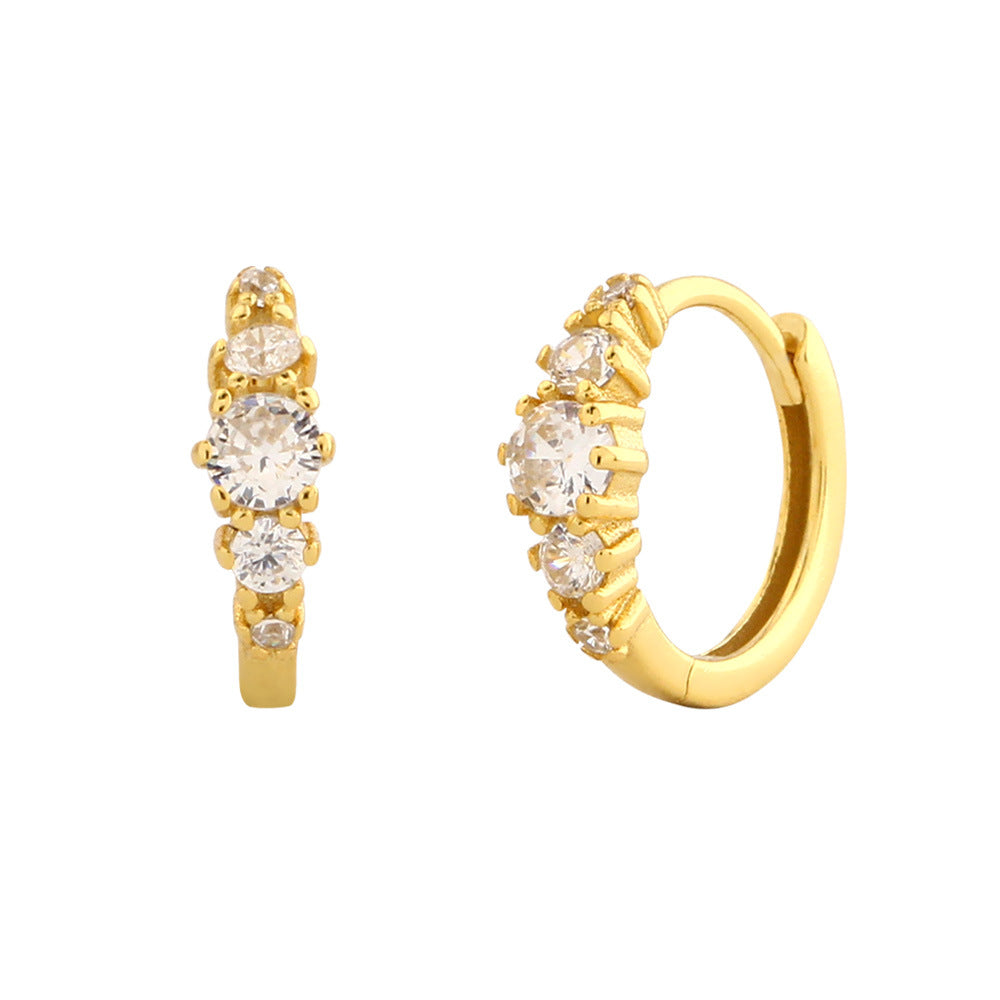Elegant 925 Sterling Silver Geometric Round Cubic Zirconia Hoop Earrings for Women