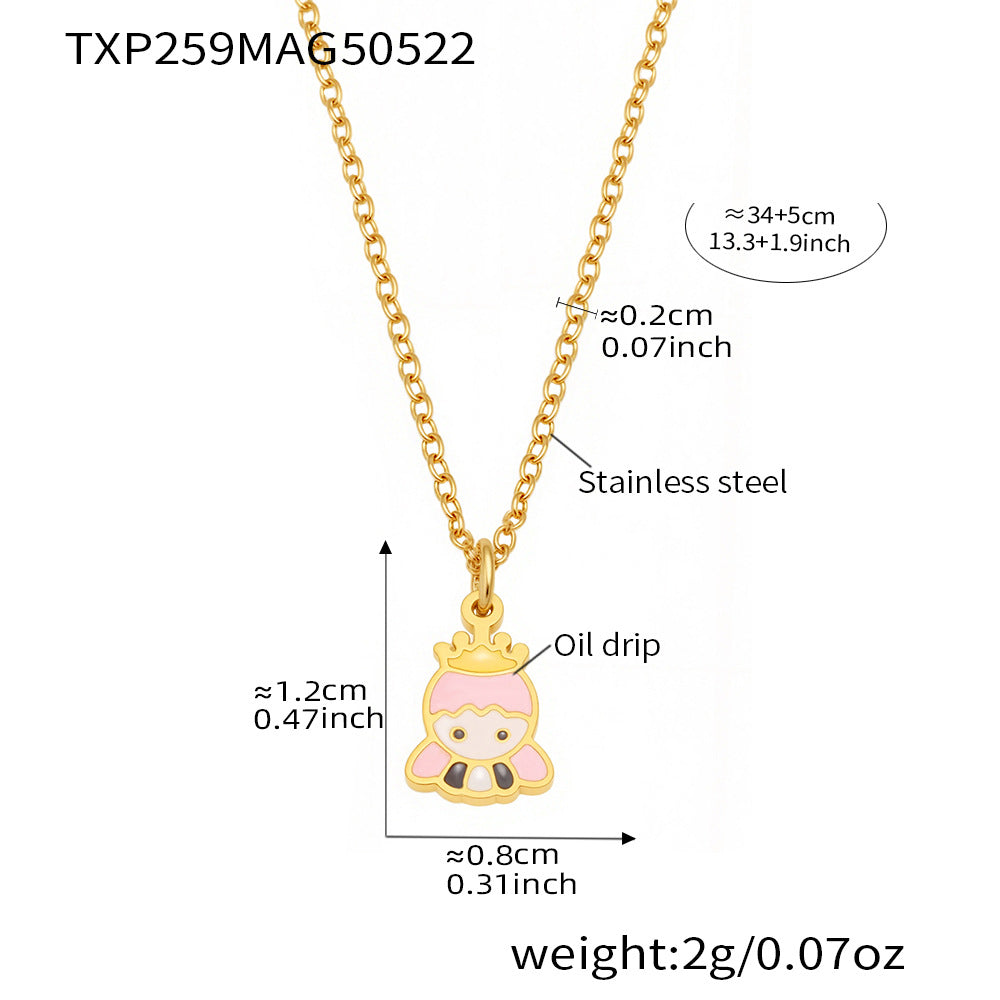 Fashionable OL Style Heart-Shaped Titanium Steel Pendant Necklace Set with Stainless Steel Chain and Plated Finish for Women