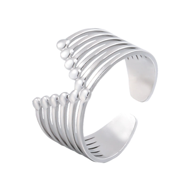Minimalist Geometric Stainless Steel Open Ring for Women with Plated Finish