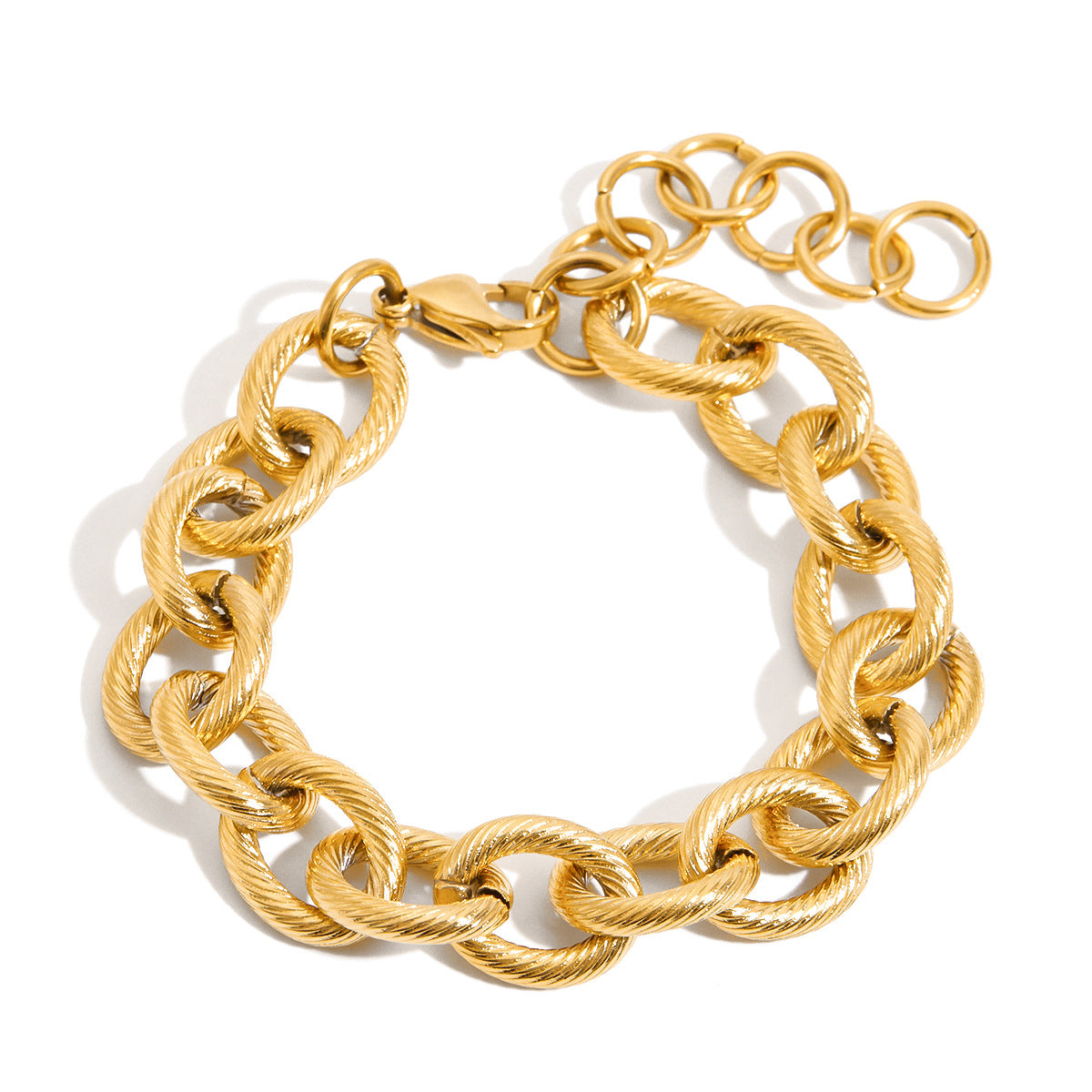 Anello geometrico di lusso placcato oro 18 carati bracciale in acciaio inossidabile da donna gioielli di moda per il pendolarismo