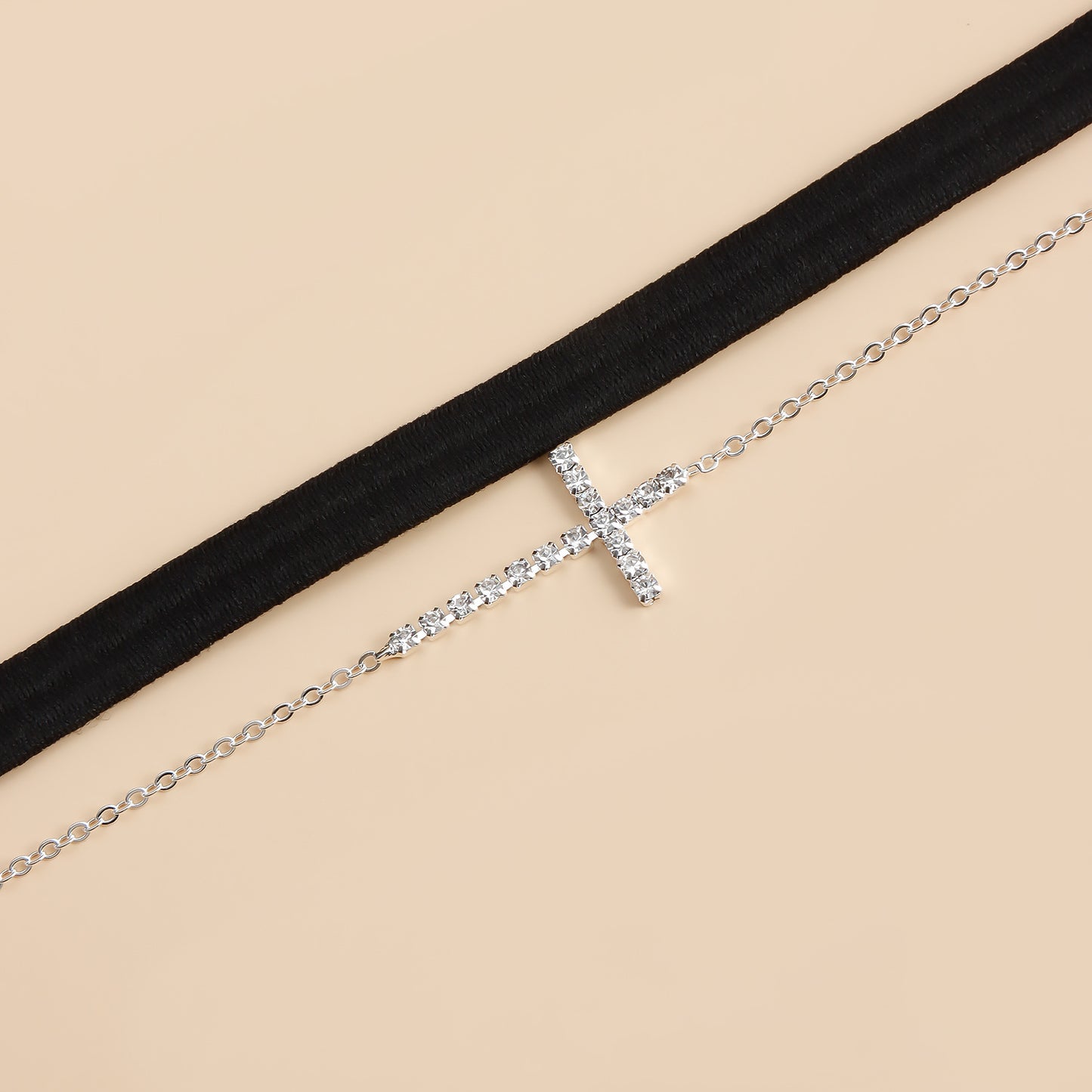 Geometric Style Alloy Anklet with Cross Charm for Women Casual Stretch Body Chain