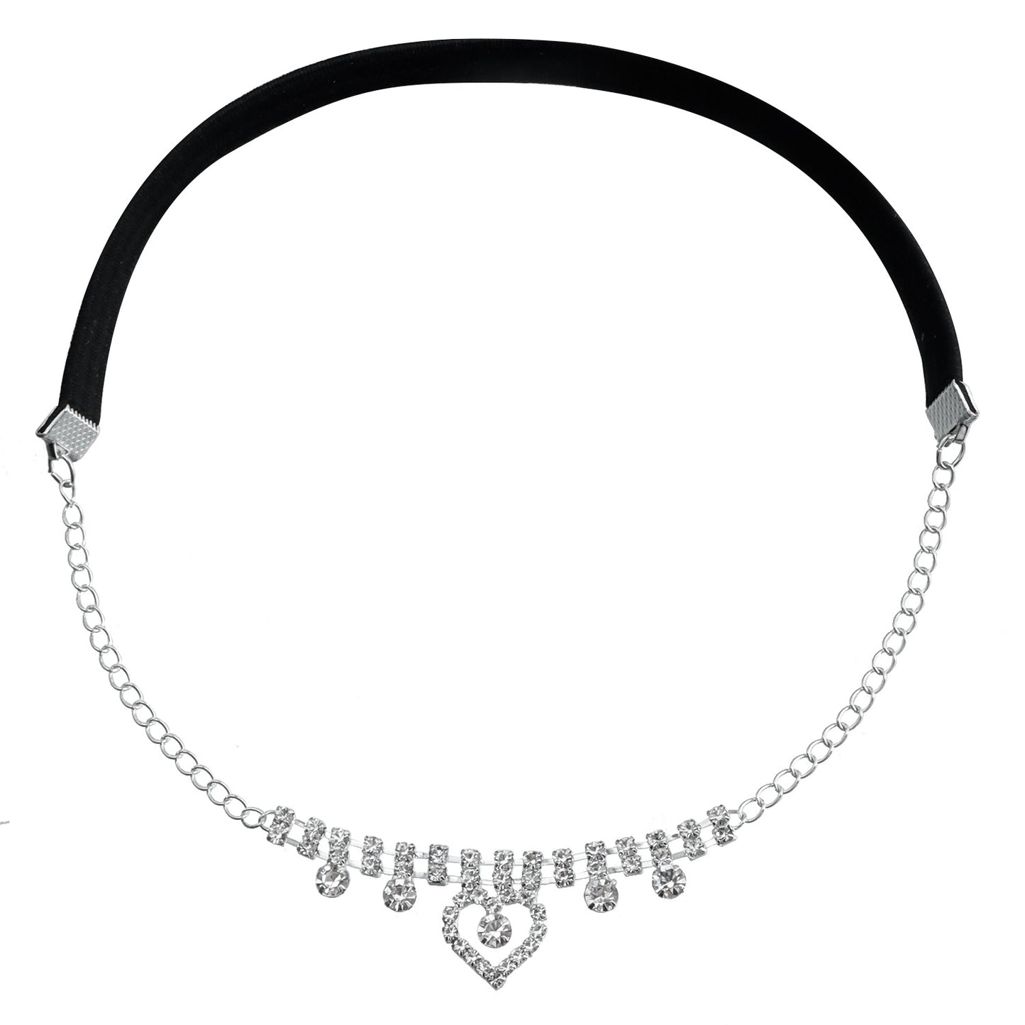 Cadena elástica de moda para piernas con forma de corazón para mujeres con detalles de diamantes de imitación y diseño geométrico