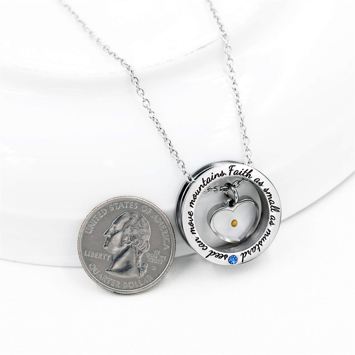 Natural Style Geometric Round Stainless Steel Pendant Necklace with Engraved Letter and Heart Motif, Polished Titanium Steel Charm