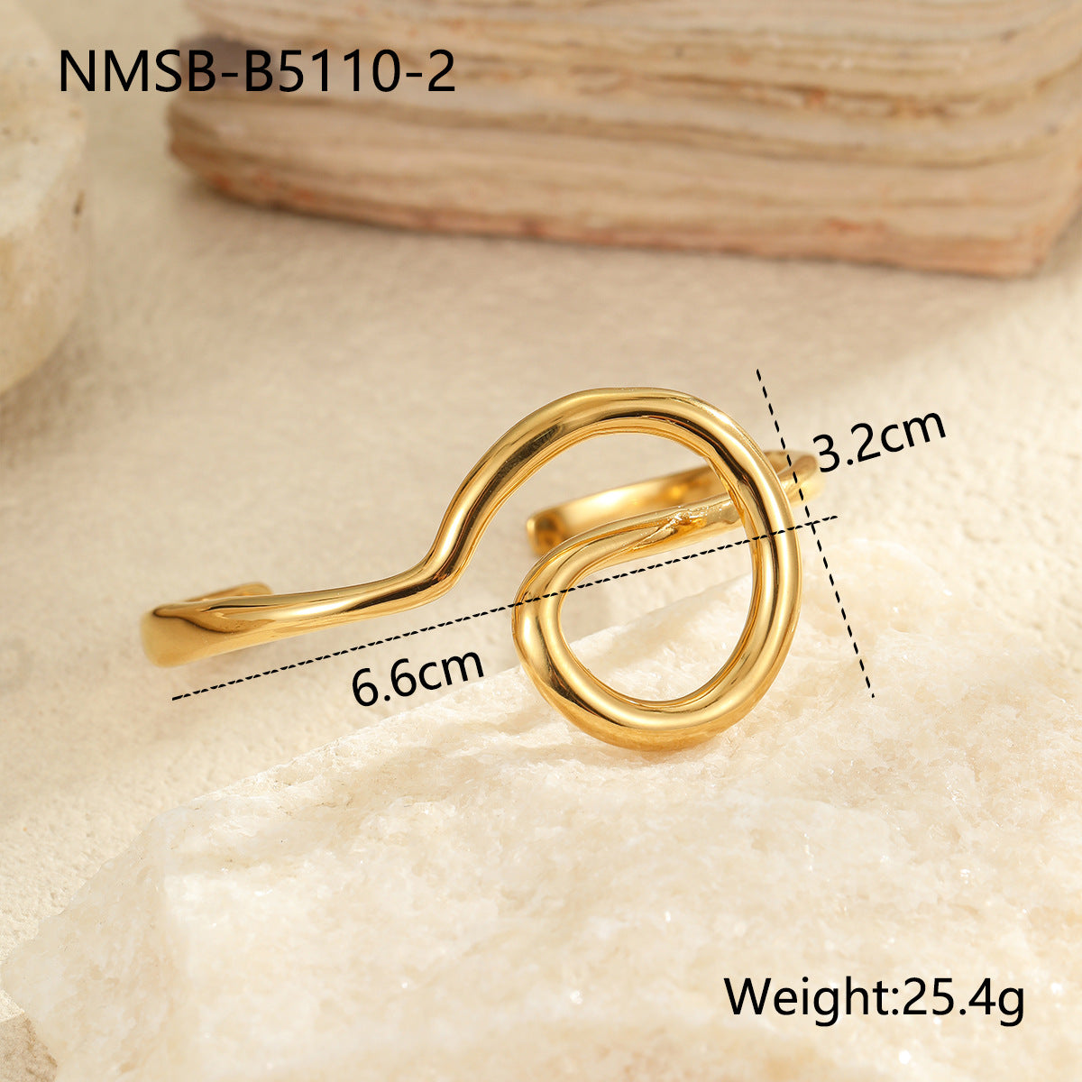 Geometric Line Pattern Titanium Steel Bracelet with Gold and Silver Tone Plating for Women