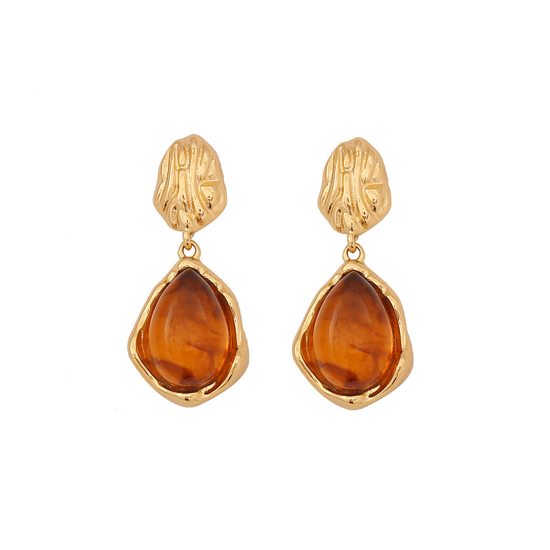 Vintage Geometric Stainless Steel Stud Earrings with Electroplating Finish for Women