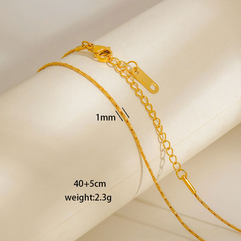 Collana con Ciondoli Geometrici Minimalisti in Acciaio al Titanio Placcato con Nappe, Charm Fai da Te per Donne