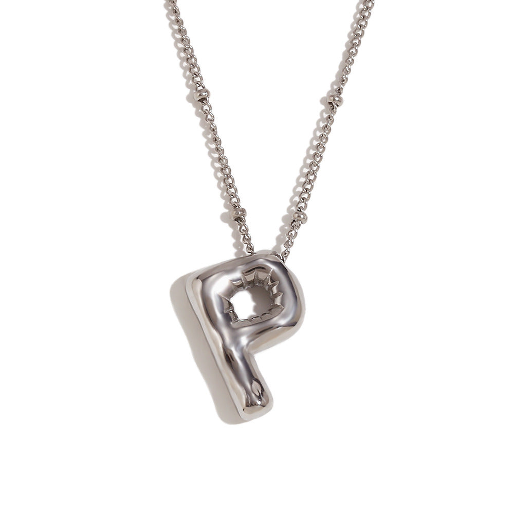 Fashionable Letter-Shaped Stainless Steel Pendant Necklace with 18K Gold Plating for Women