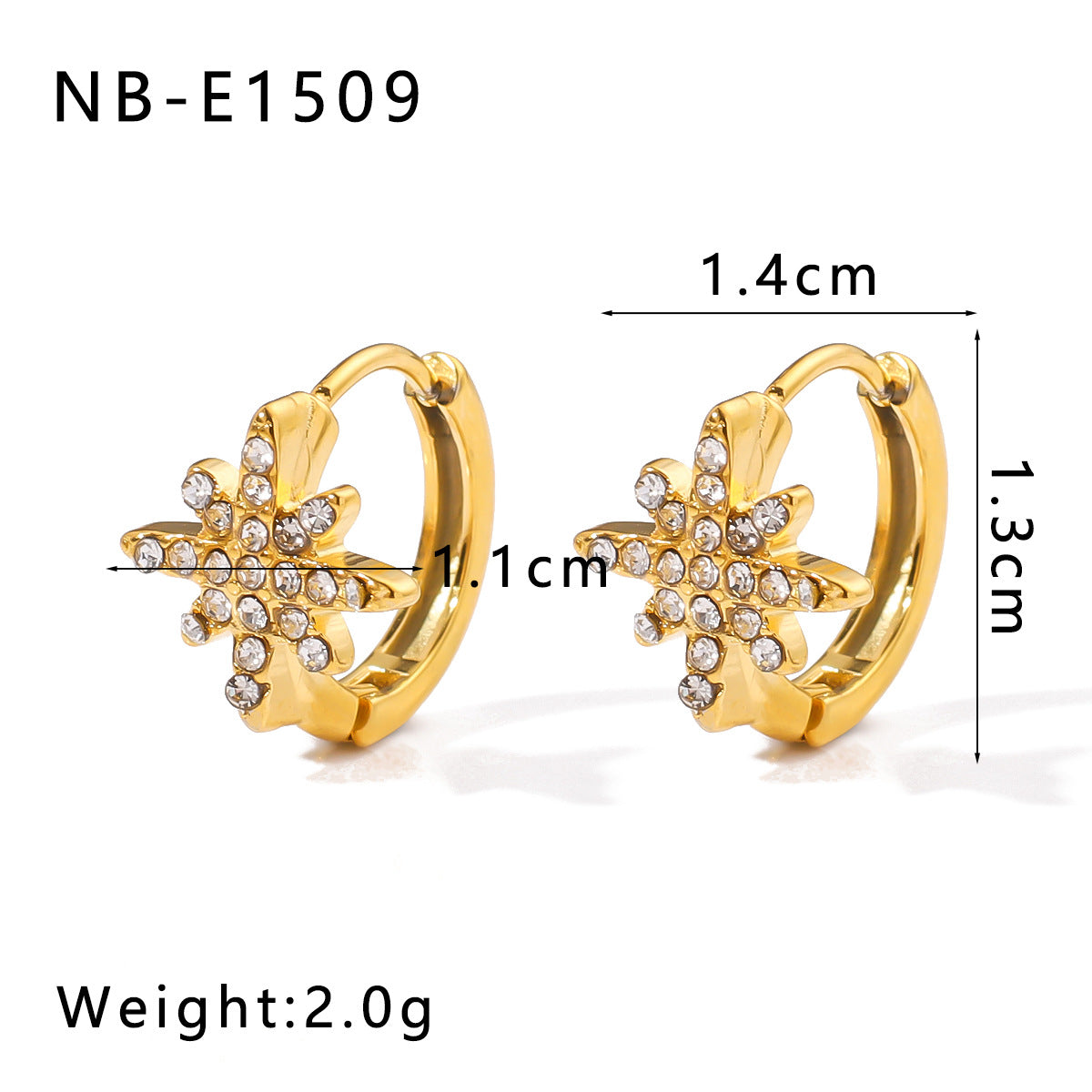 Minimalist Stainless Steel 18K Gold Plated Flower-Shaped Hoop Earrings with Rhinestone and Pearl Inlay for Women