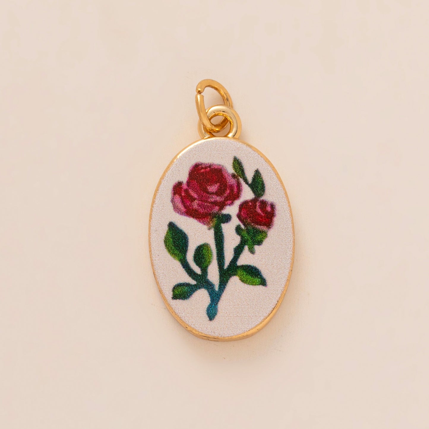 Sweet Floral Heart Brass Plated Drip Oil Charm Bar
