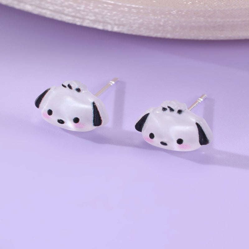 Orecchini a perno in resina con cartone animato minimalista Kuro Mi per bambine dai 3 ai 10 anni, gioielli per bambini stile principessa