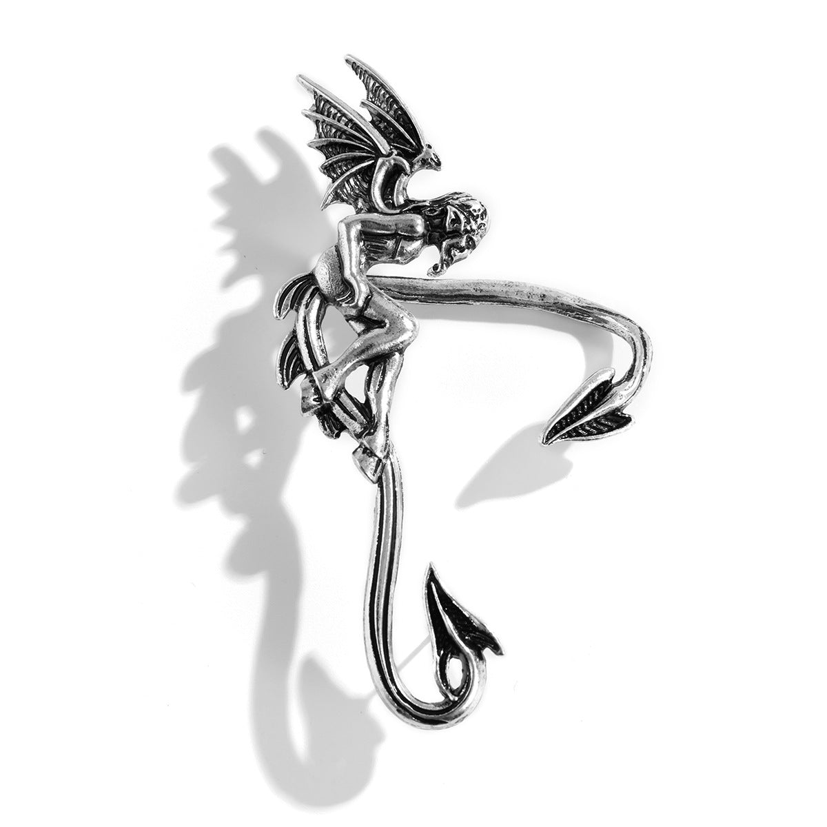 Pendientes de tuerca de alas de ángel y demonio estilo vintage en aleación con acabado chapado para mujer
