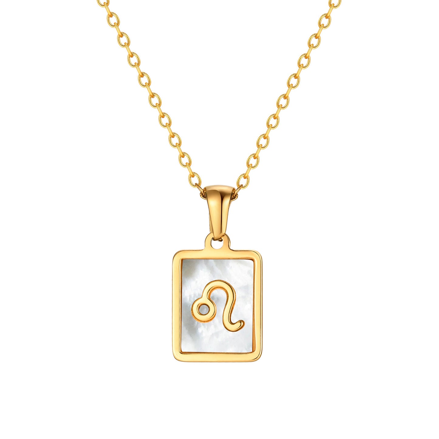 Collana con Pendente Guscio Zodiacale Minimalista da Donna in Acciaio al Titanio con Finitura Placcata su Catena a Croce