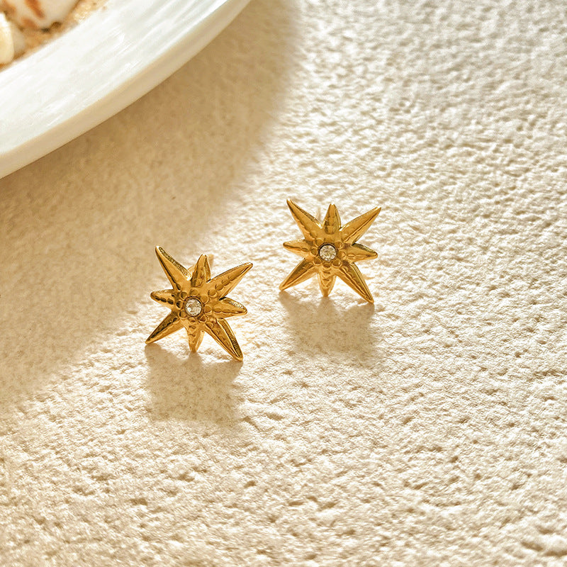 Sweet Gold Plated Textured Irregular Heart Brass Stud Earrings