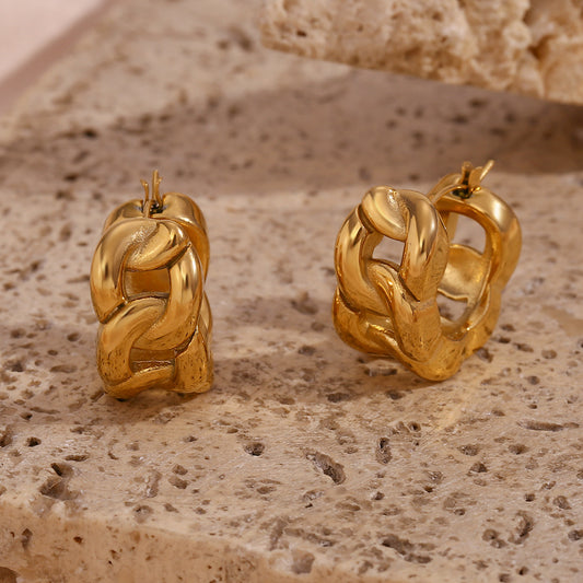 Orecchini a Cerchio Geometrici alla Moda in Acciaio Inossidabile da Donna con Placcatura in Oro 18K