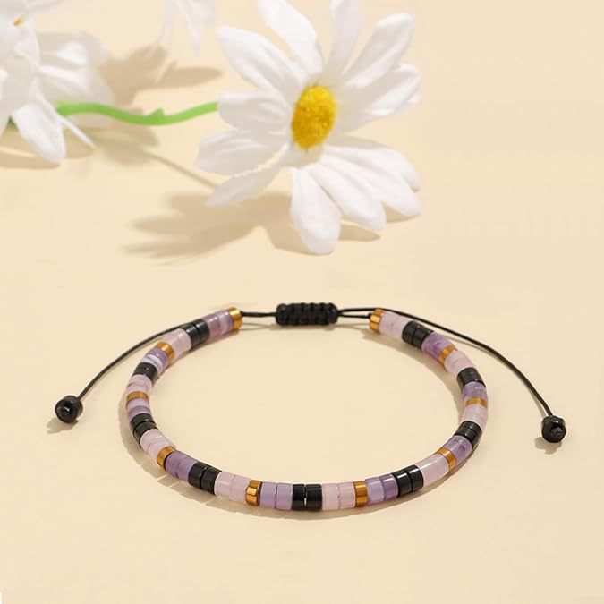 Minimalist Geometric Round Crystal Handmade Woven Bracelet Unisex Stress Relief Gift