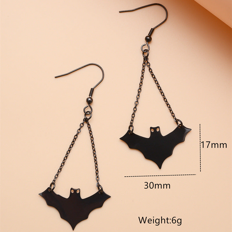 Pendientes de murciélago geométricos de acero inoxidable, dulces y atrevidos, con borlas largas para mujer