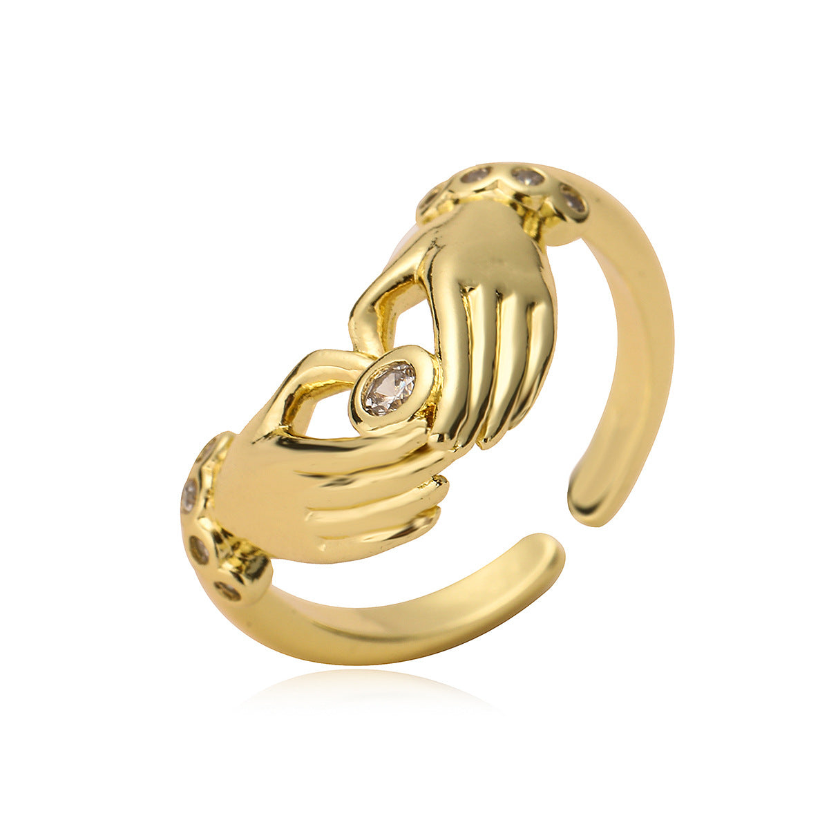 Anello da donna a cuore aperto irregolare geometrico in rame placcato oro 18 carati