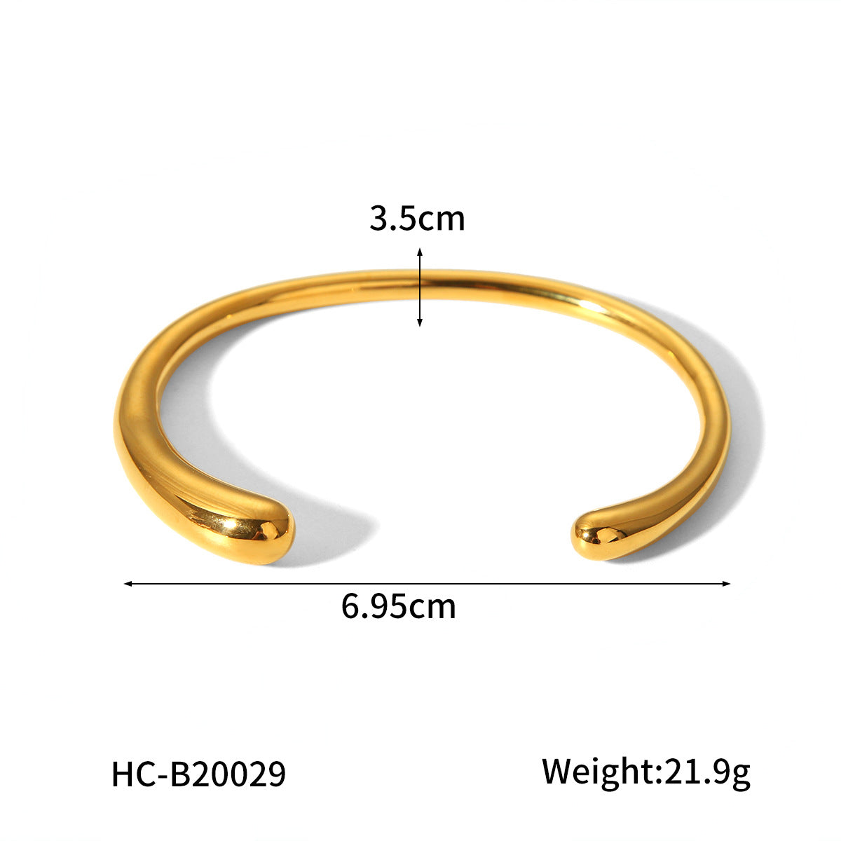 Minimalist Smooth Finish Titanium Steel Open Bangle for Women Cold Aesthetic Luxury Hypoallergenic 18K Gold Plated Bracelet