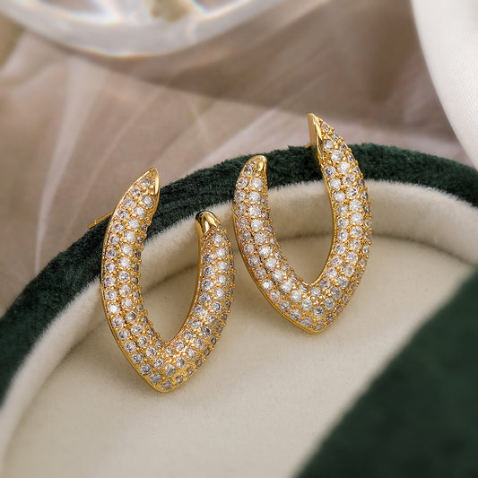 Minimalist Irregular Geometric Zircon Stud Earrings for Women in Copper with Micro-Pavé Setting