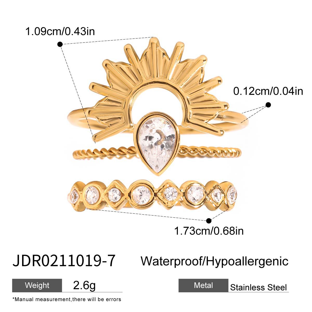 Geometric Floral Plated Stainless Steel Ring for Women
