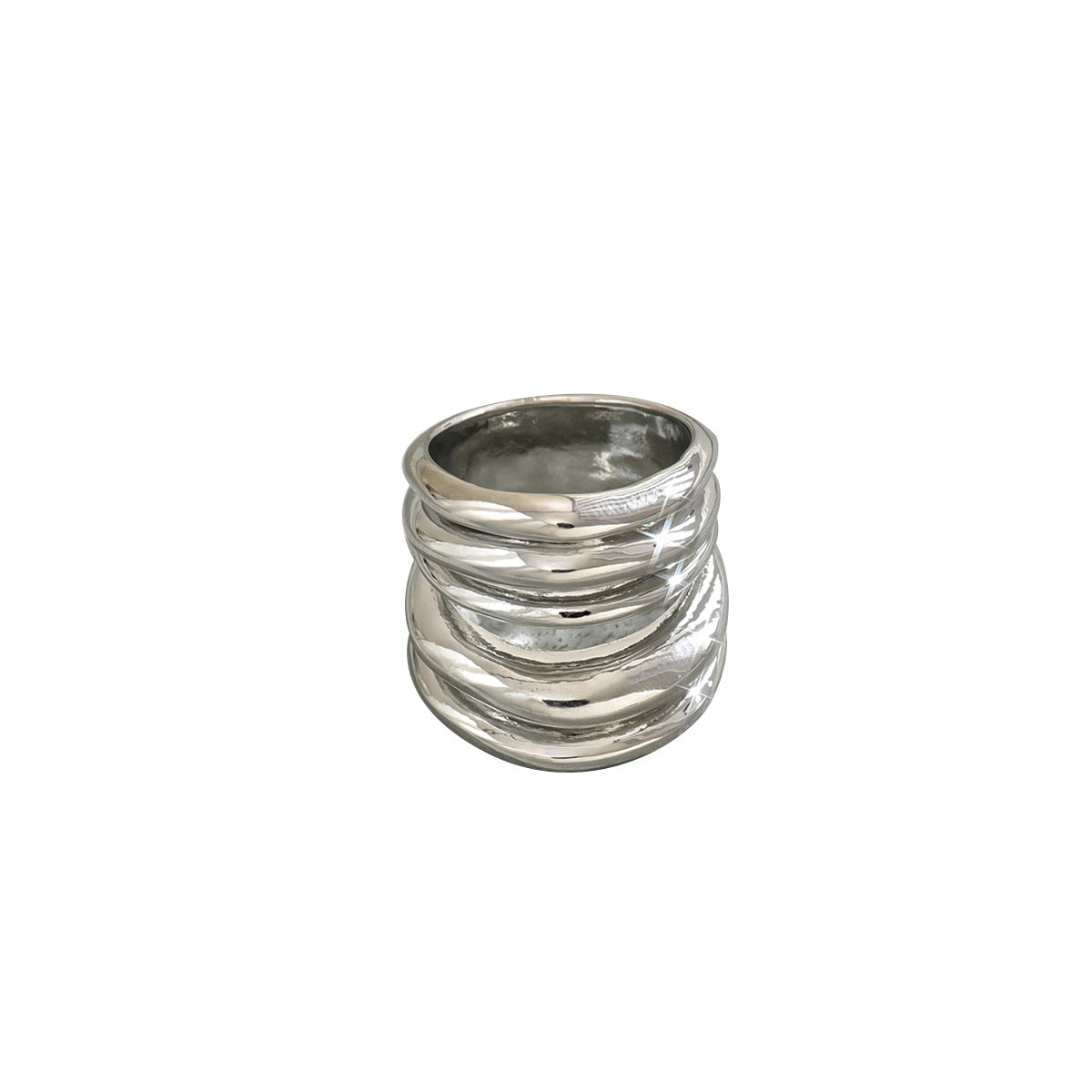 Anillo minimalista geométrico de línea plegada para mujer en aleación de zinc con acabado chapado