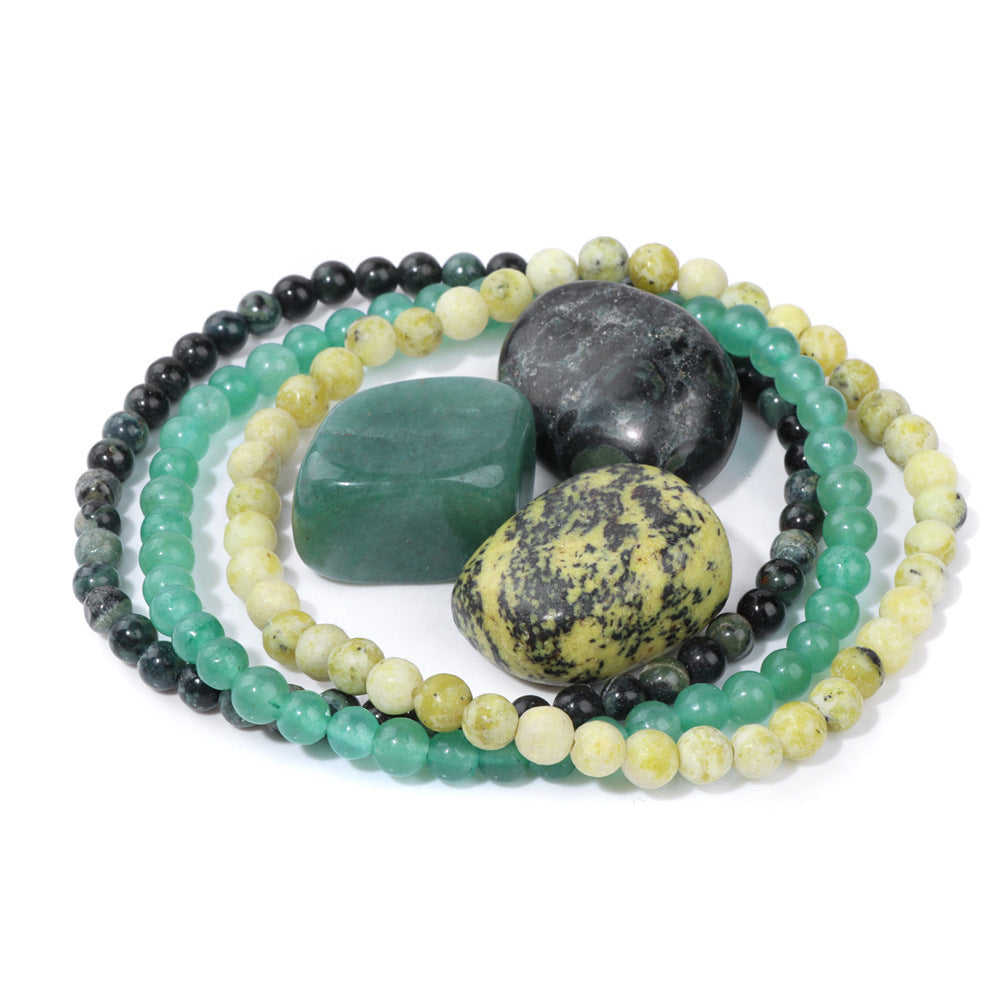 Vintage Geometric Stone Beaded Bracelet Set Unisex Meditation Raw Stone Stress Relief Hand Jewelry