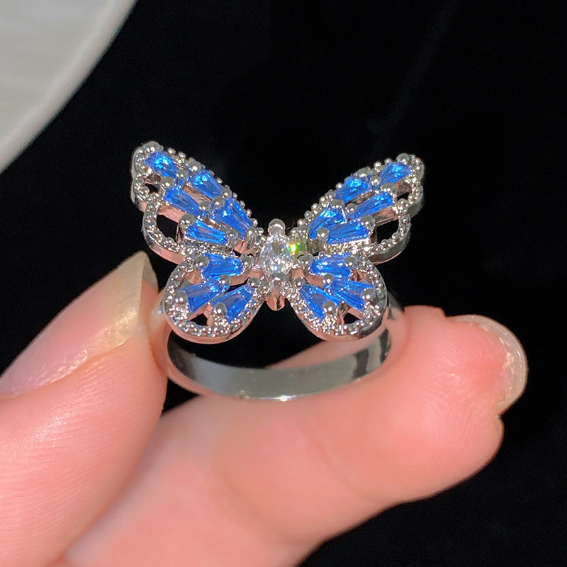 Minimalist Sweet Colorful Crown Flower Bow Teardrop Brass Ring with Cubic Zirconia Inlay for Women