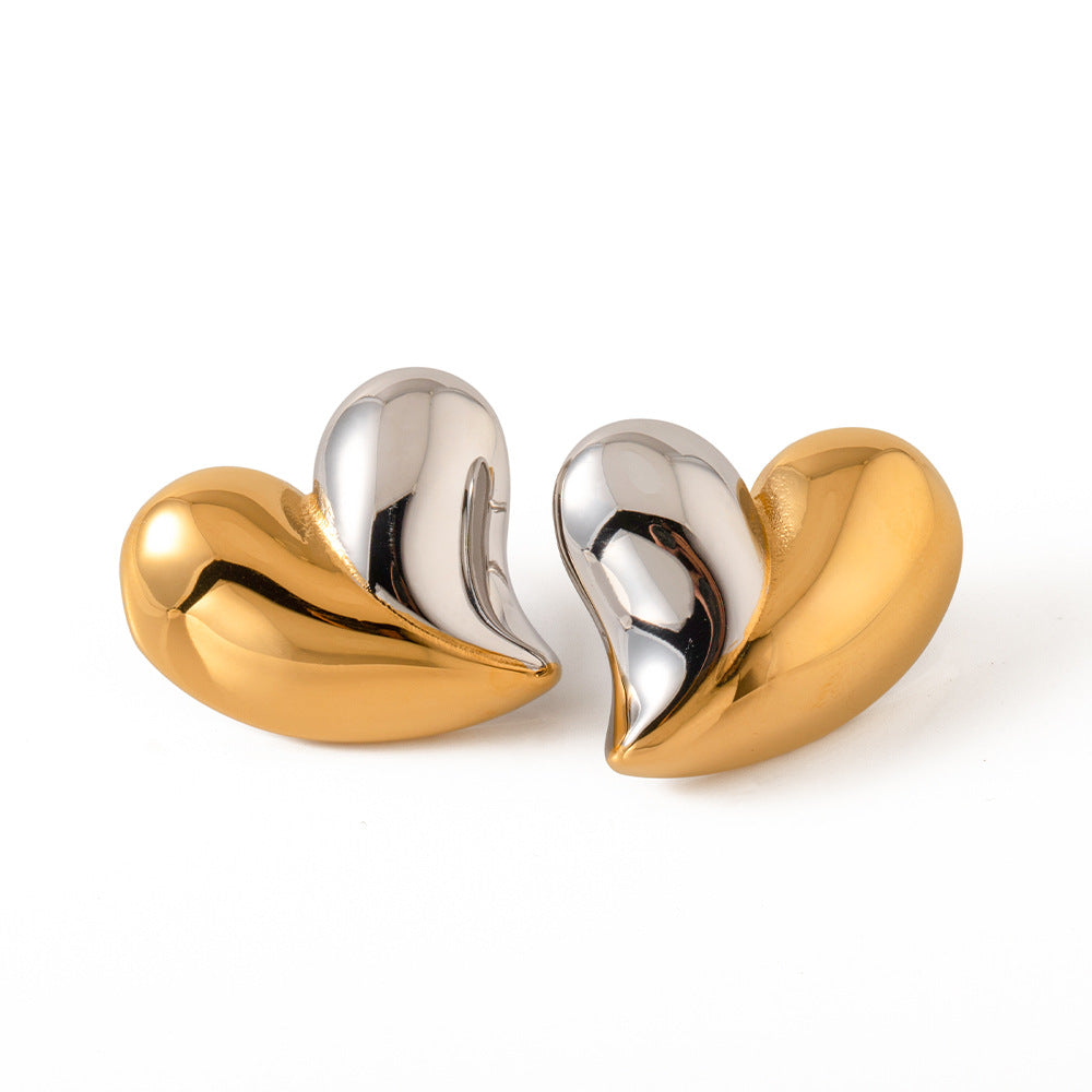 Orecchini da donna minimalisti a forma di cuore in acciaio inossidabile con placcatura in oro 18K