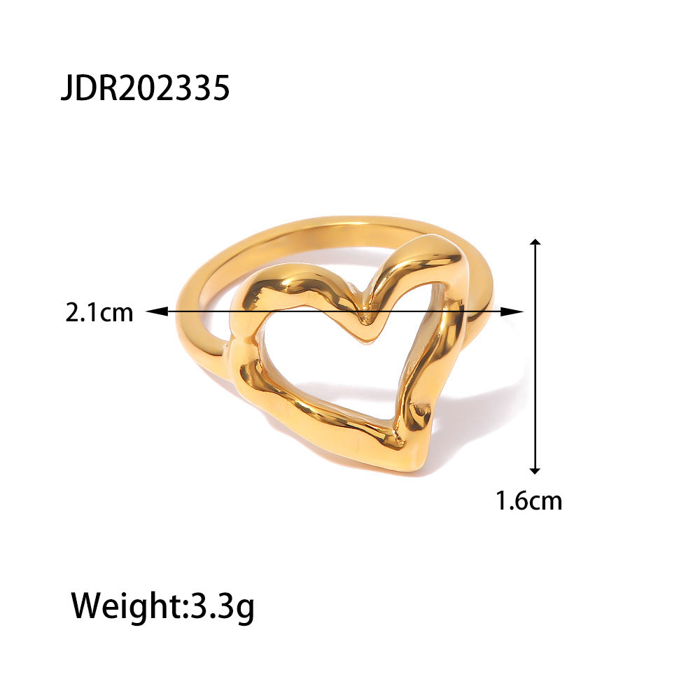 Anillo de acero inoxidable chapado ovalado geométrico elegante de lujo para mujer