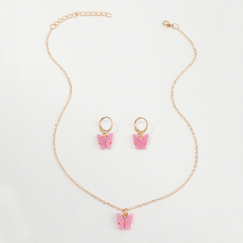 Dulce collar de mariposa para niñas, colgante de aleación con acabado chapado en cadena tipo caja, estilo gargantilla ajustable