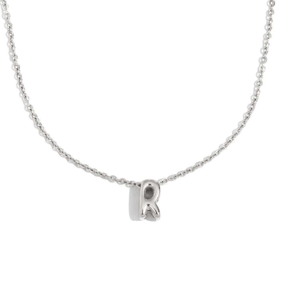 Fashionable Minimalist Letter Pendant Necklace in Stainless Steel with 18K Gold Plating for Women