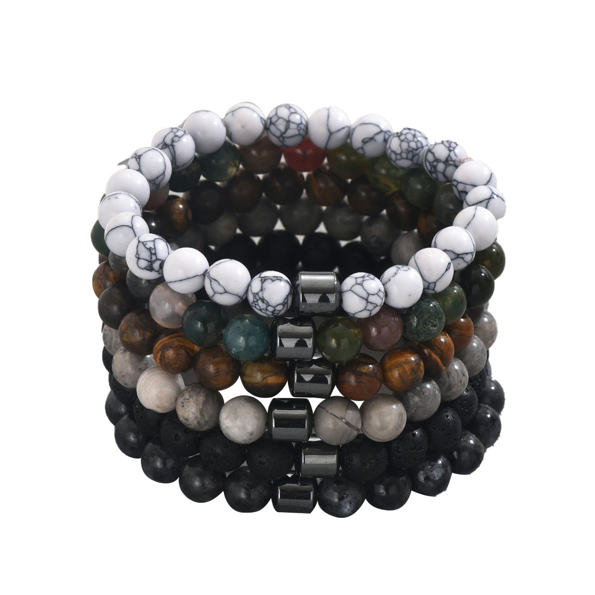 Bracciale geometrico vintage con pietre naturali, design intrecciato fatto a mano, set di gioielli premium fatti a mano