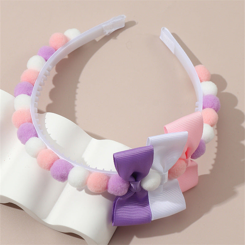 Dulce diadema de tela minimalista de color liso para niños con diseño de lazo, accesorio para el pelo de otoño e invierno