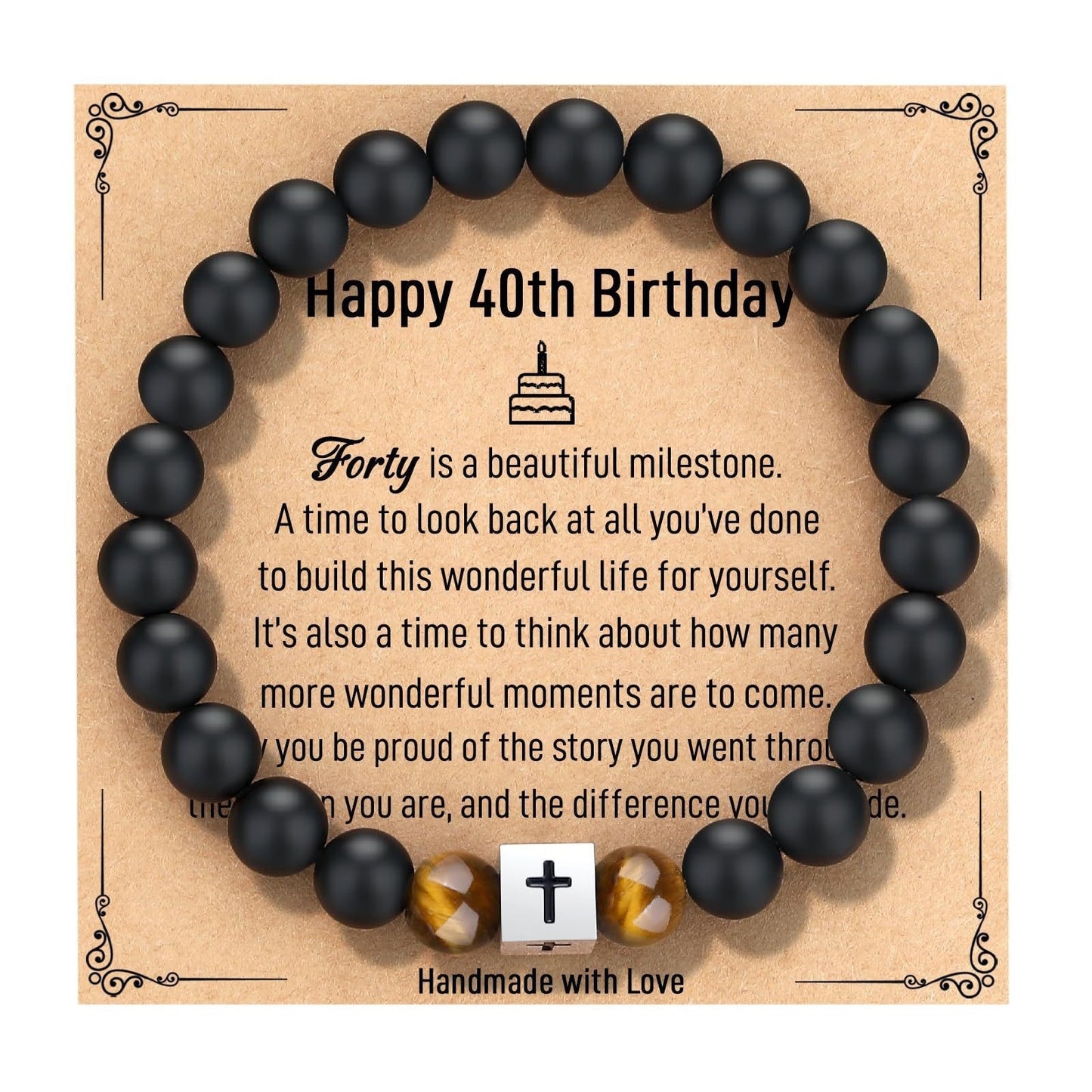 Minimalist Matte Stainless Steel Heart Geometric Cross Bracelet Unisex Beaded Hand Jewelry