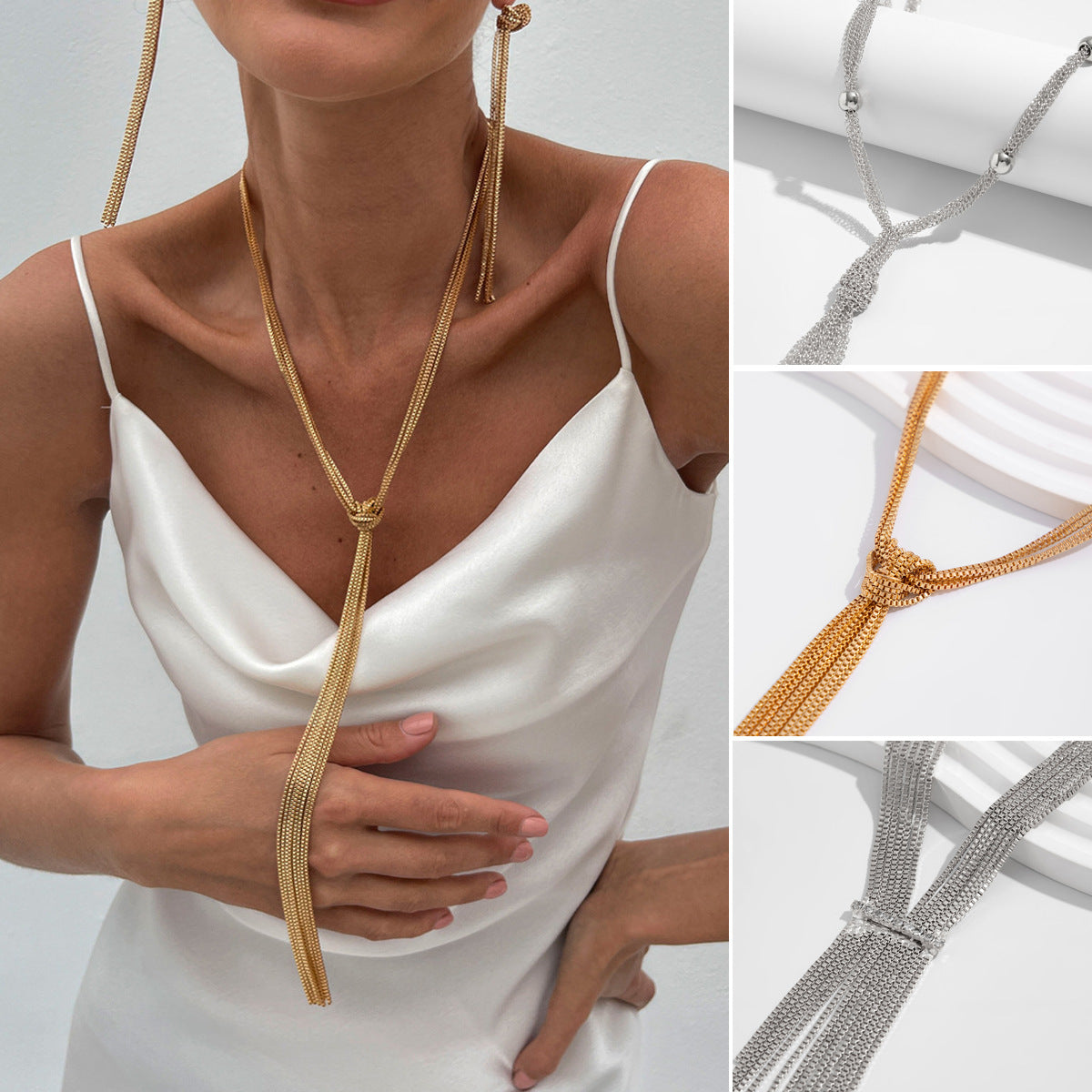 Minimalist Geometric Plated Iron Tassel Necklace for Women