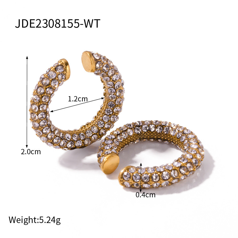 Minimalist Geometric Square Stainless Steel PVD Plated Cubic Zirconia Stud Earrings for Women