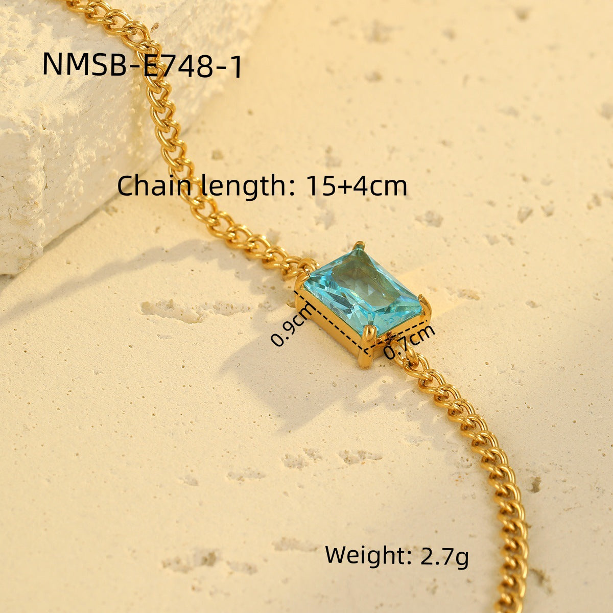 Pulsera de acero inoxidable con diseño geométrico y circonita cúbica para mujer, ajustable, joya minimalista