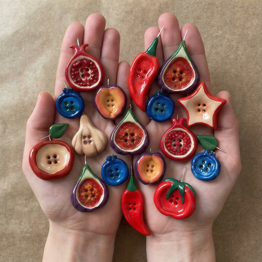 Geometric Drip Oil Plated Stainless Steel Pendant Food Fruit Series