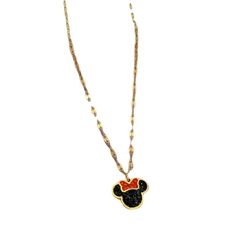 Collana a catena da donna in acciaio al titanio con disegno geometrico a cartone animato, lusso minimalista