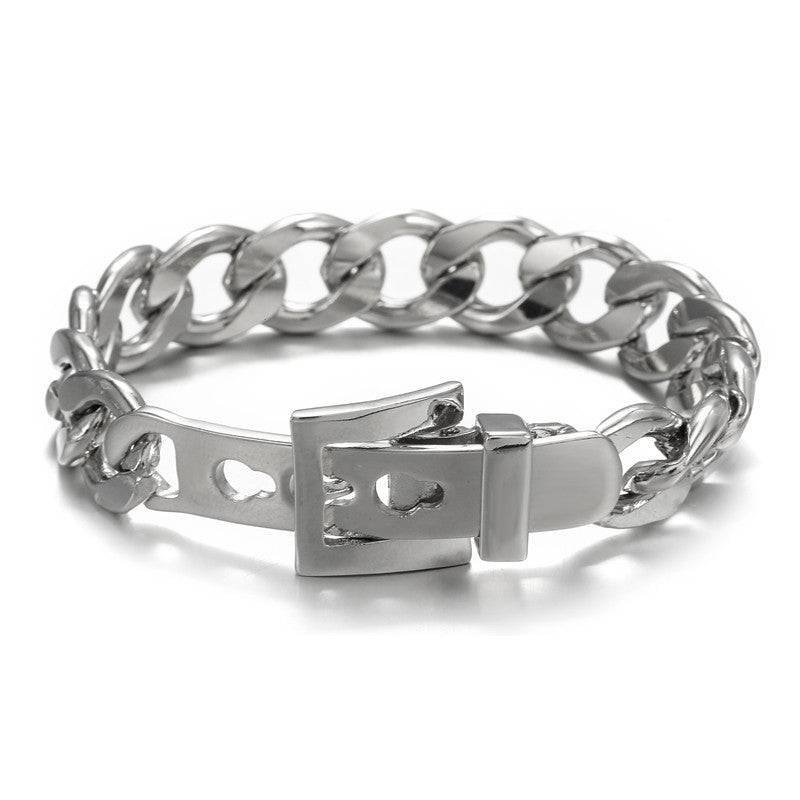 Hip-hop Geometric Round Curb Chain Bracelet for Unisex