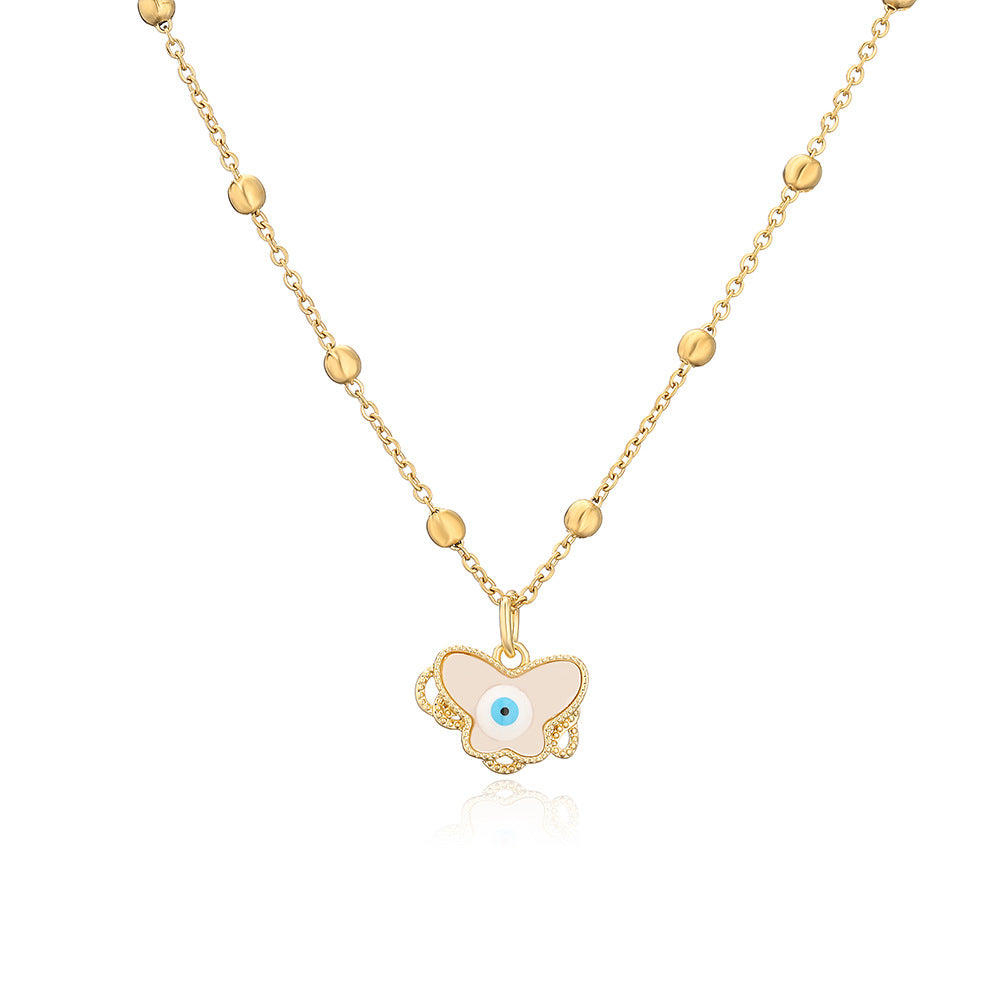 Minimalist Butterfly-Shaped Pendant Necklace for Women in Copper with 18K Gold Plating and Enamel Finish