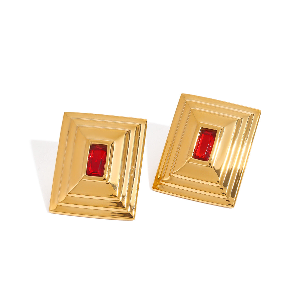 Luxury Minimalist Geometric Square Plated Stainless Steel Earrings for Women