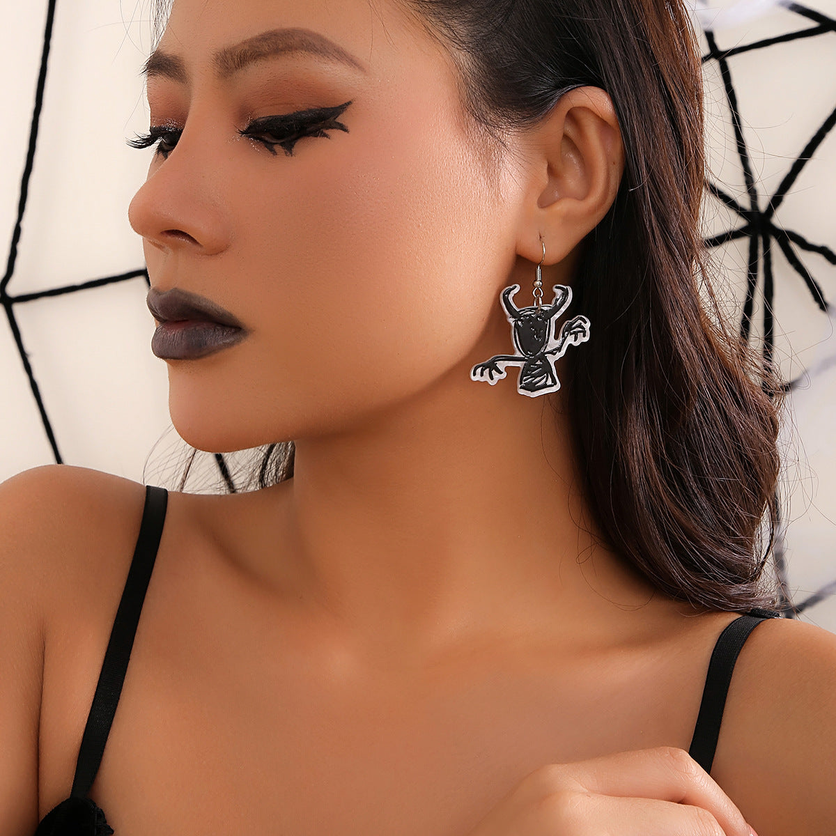 Sweet and Edgy Halloween Acrylic Earrings with Ghost Pumpkin Witch Motifs Geometric Heart Shape Stainless Steel Posts