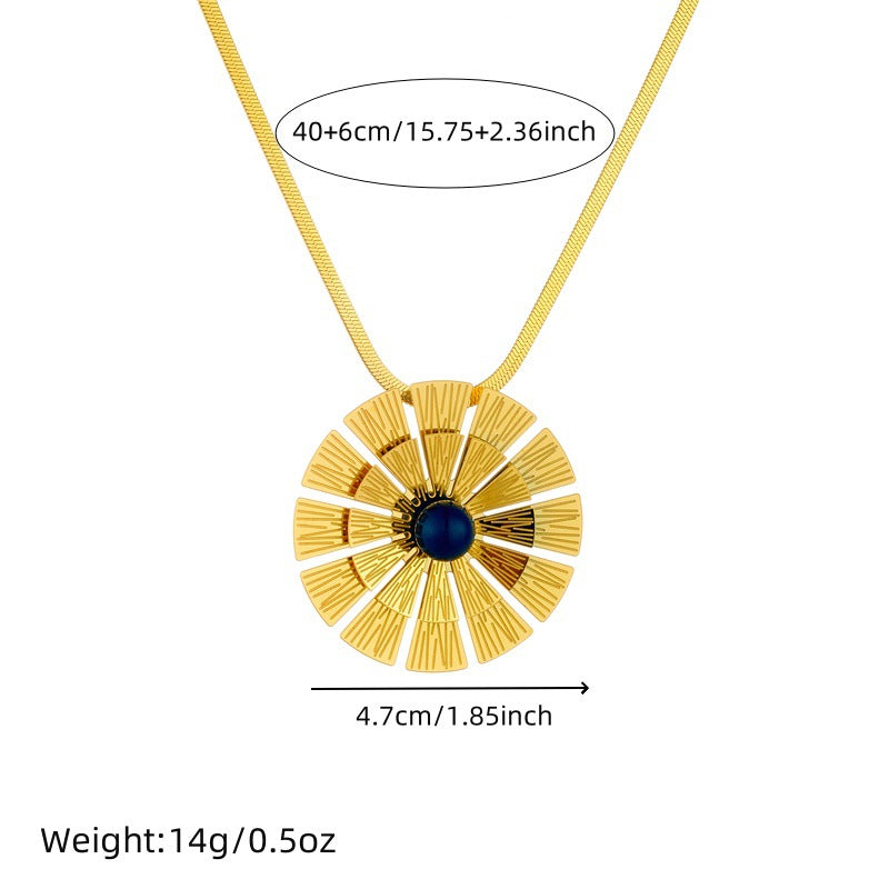 Fashion Business Casual Gold Plated Stainless Steel Floral Pearl Jewelry Set
