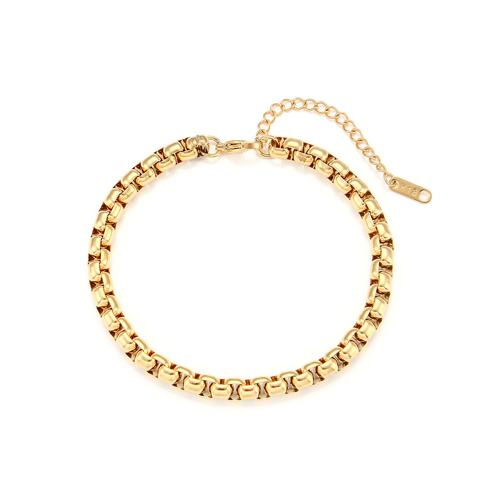 Collana a Catena Snake Geometrica di Tendenza in Acciaio Inossidabile con Placcatura in Oro 18K da Donna