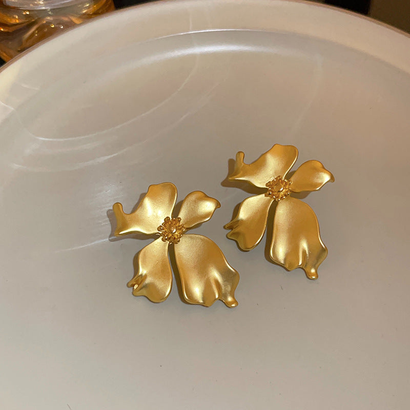 Orecchini Vintage Geometrici in Rame con Finitura Galvanizzata per Donna Leggeri Stile Corte Francese di Lusso Gioielli per l'Orecchio