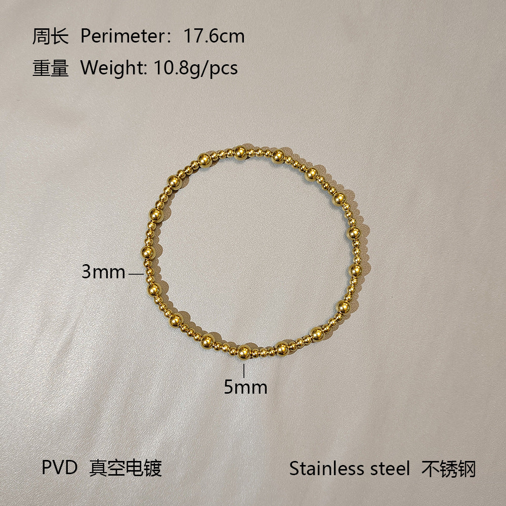 Geometric Plated Stainless Steel Elastic Beaded Charm Bar Unisex