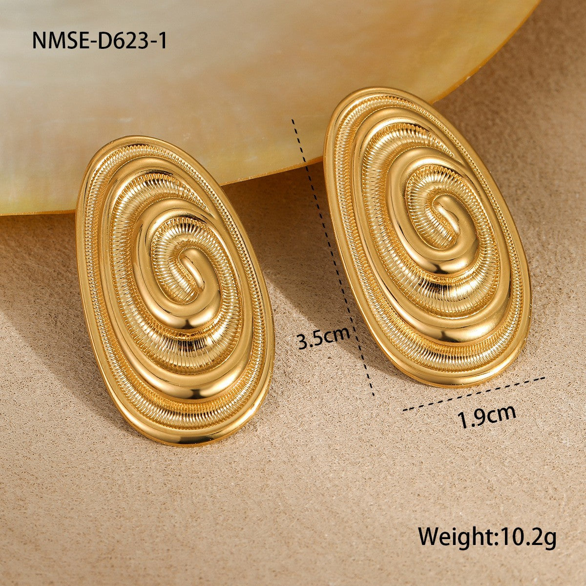Orecchini da donna alla moda in acciaio al titanio con spirale geometrica e placcatura in oro